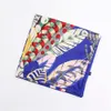 POBING Sciarpa di seta in twill Donna Scialli Stampa di piume indiane Stole Bandana Fazzoletto Hijab Sciarpe quadrate Avvolge Foulard di seta 130 cm 240322