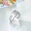 Klusterringar Stylish Women Wide Hollow Ring Clear Cubic Zircon Jewelry 925 Sterling Silver Wedding Engagement Gift