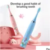 Brosse à dents électrique pour enfants enfants brosse à dents intelligente doux Sil dessin animé 6 têtes bébé enfant nettoyage des dents livraison directe santé beauté Dh5Pd