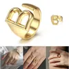 Anillos de racimo Capital A-Z Anillo de letras para mujeres Niñas Color dorado Alfabeto Signet Nombre abierto Fiesta Boda Dropship GR68A