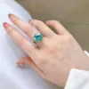 Ringar Luomansi Ny 10mm Lotus Green Diamond Woman Ring S925 Silver Jewelry Wedding Party Commemorative Gift