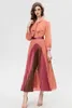 Women's Runway Dresses Lace Up Bow Collar Long Sleeves Printed Pleated High Street Fashion Designer Vestidos Prom