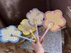 Decoratieve Beeldjes Diy Bloemvormige Waaier Stro Handgeweven Natuurlijke Raffia Fans Handgemaakte Tarwe Zomer Handheld L5