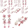 Brincos de garanhão 46x1m Street Fashion Flores Forma Rosa Framboesa Rhodolite Garnet Noiva Casamento Desgaste Diário Sier Drop Delivery Jóias Dhq8v