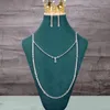 Ketting Oorbellen Set JUWEEL 2 STUKS Lange Ketting Sieraden Zirconia Volledige Voor Vrouwen Party Luxe CZ Kristal Bruiloft