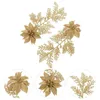 Fleurs décoratives 6 pièces paillettes fleur artificielle arbre de noël Branches de pin avec pince