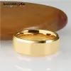 Ringe 6/8mm hochwertige goldene Farbzeiten Ehere Frauen Frauen Wolfram Carbide Engagement Ringe abgeschrägtes Kanten Flachpolierkomfort Pass