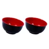 Bowls 2st Melamine Black and Red Bowl Imitation Porslin Rice Soup Table Seary for Restaurant Home (45 tum)