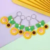 Keychains Wholesale Colorful Soft PVC Sunshine Smile Girl Keychain Sun Flower Car Sunflower KeyRing Pendant Jewelry Gift