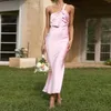 Casual Dresses Satin One Shoulder Bodycon Dress For Women Solid Color Elegant Sling Cocktail Evening Party Wedding Guest Maxi
