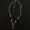 Pendentif Colliers Vintage Coeur Rouge Collier Longues Chaînes Collier Ras Du Cou Amour Inspiré Chaîne De Clavicule Pour Les Femmes Bijoux De Fête