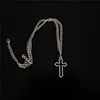 Pendant Necklaces Vintage Gothic Hollow Cross Pendant Necklace Silver Color Cool Street Style Necklace For Men Women Gift Wholesale Neck Jewelry 240330