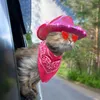 Hundekleidung süße Haustierpo-Requisiten Cowboy Kostüm Set Stil mit LED Light Hut Herzlinsen Brille Schnürung für Katzen