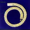Fine Jewelry Bracelet Necklace 15 Mm Gold Plated Baguette Round Moissanite Jewelry Set Hip-hop Cuban Chains