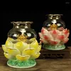 Candle Holders 1pc Creative Buddha Windshield Butter Lamp High Foot Ceramic Lotus Base Home Living Room Temple Utensil Ornaments Decor