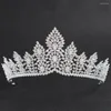 Pinces à cheveux cristaux CZ zircone cubique, diadème Royal de mariée, couronne de diadème pour femmes, accessoires bijoux de bal CH10135