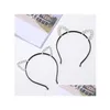 Acessórios de cabelo novidade crianças orelhas de gato headband com orelha cristal hairband festival meninas coroa strass headdress para mulheres drop del ot1nq