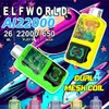 Elfworld 22000 Puffs 22K e-liquide 26ml RECHARGable Type-C Battery Capacité 650mAh Elf World Ai22000 Big Bang Box Box Bang Randm 20K 12K 15K