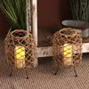 Candle Holders Retro Rope Wind Lamp Home Desktop Iron Candlestick Ornaments Courtyard Balcony Outdoor Decorative Lanterns