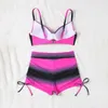 Women's Swimwear Color Block Fashionable Casual Strap Triangle Bikini Swimsuit Set Women Bikinis