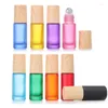 Bottiglie di stoccaggio 10 pezzi 5ML10MLFrosted Colore Roll On Bottiglia di profumo Grano di legno Tappo Sfera d'acciaio Vuoto Riutilizzabile Portatile