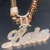 Targhetta con nome iniziale personalizzata Pendenti con lettere Sier Ciondolo in moissanite ghiacciato hip-hop con design 3D a forma di balla di labbra