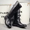 boots Fashion Casual Tall Leather Boots Back Zipper Men's Cowboy Boots Long Cavalier Soft Leather Riding Boots Motorcycle Boots 3746