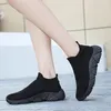 워킹 슈즈 여성 뜨개질 양말 운동화 봄 여름 슬립에 평평한 플러스 크기의 로퍼 플랫 Zapatos de Mujer