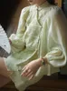 Ethnische Kleidung 2-teiliges Set Weiß Traditioneller chinesischer Stil Moderne Spitzenjacke Tang-Anzug Grünes Top Sommer Damen Hanfu-Bluse Halbrock