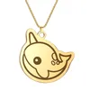 Hänge halsband qiming kawaii narwhal gummi tecknad halsband kvinnor flickor söt rostfritt stål gåva