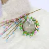 Decorative Flowers 6cm Mini Easter Wreath With Green Leaves Simulation Colorful Berry Garland For 2024 Party Home Table Decor Candle Holder