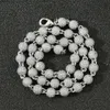 Collana di gioielli da 8 mm con perline rotonde, catena al collo, clavicola piena di zirconi, hip-hop personalizzato per uomo e donna