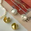 Серьги-кольца в Корейском стиле с металлической глазурью, круглый шарик для женщин и девочек, элегантные ювелирные изделия для свадебной вечеринки, подарок E2365