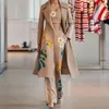 Calças femininas de duas peças elegantes mulheres 3 conjunto outono inverno y2k floral impressão manga longa lapela colarinho casaco colete top cintura alta terno