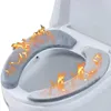 Couvre-siège de toilette épais et chaud, tampon collant, lavable, pour salle de bain, couvercle chauffant, coussin réutilisable universel