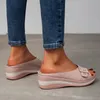 Rimocy Buckle Wedges Slippers Women Summer Hollow Out Thick Bottom Beach Shoes Ladies Plus Size 43 Light Chunky Heels Flip Flops 240318