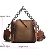 Torby na ramię Wysokiej jakości skórzany łańcuch Nubuck w paski w paski damskie Designer Flap Flap Busket Crossbody