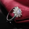 Cluster Ringe 925 Sterling Silber Sonnenblume Blume Zirkon Ring für Frau Mode Hochzeit Schmuck Party Geschenk