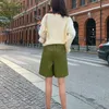 Women's Pants XIBUSANA 2024 Autumn Winter Black Buttons PU Leather Shorts Women Elastic High Waist Loose Five Points Female