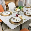 Table Mats Round Placemats Gold Metallic Easy Clean Wipeable Non-Slip Stain Heat Resistant Place