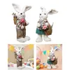 Garden Decorations Easter Figurine Cute Tabletop Ornament Gift Standing Statue Woven For Office Indoor Lawn Outdoor Bookshelf