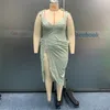 KUCLUT Women Plus Size Dress Summer Casual V Neck Suspender Sleeveless Slit Pleated Irregular Nipped Waist Oversize Dress 240322