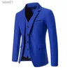 Ternos masculinos blazers novos homens falsos duas peças terno jaqueta preto / azul real branco moda masculina negócios social casamento baile de formatura vestido blazer casaco yq240401