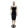 Casual Jurken SKMY Vrouwen Kleding Spaghetti Band Sexy Glanzende Bodycon Effen Kleur Mouwloze Fashion Party Nachtclub Jurk 2024