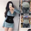 Cintura Apoio Látex Trainer Corset Zipper Cincher Emagrecimento Barriga Cinto Tummy Trimmer Shaper Mulheres Controle Bainha Cinto Cinta Preto Dro Ot5Zi