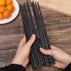 Chopsticks 1/3/5 أزواج سبيكة صينية سوداء قابلة لإعادة الاستخدام السود