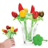 Fourchettes 10pcs en forme de fleur pour les fruits de ménage Creative Plastic Fruit Sticks Bento