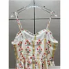 Basic Casual Jurken Europees modemerk Beige linnen bloemenprint Slip Midi-jurk Drop-levering Kleding Dameskleding Dhfn9