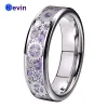 Bands Tungsten Wedding Ring for Men Women 8MM With Mechanical Gear Wheel Purple Carbon Fiber Inlay Beveled Edges Comfort Fit