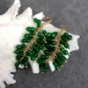 YYGEM 4mm facettes rondes vert Jade plaqué or boucles d'oreilles longue goutte crochet bijoux pour femmes de mariage 240401